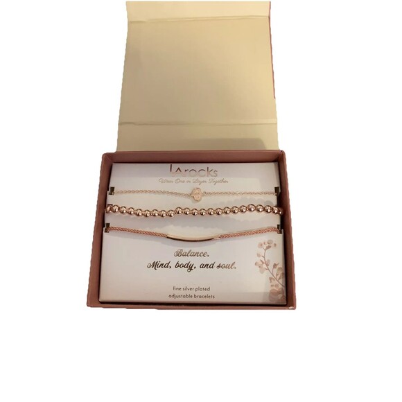 NWT LA rocks Set of 3 Fine Silver Plated Adjustable Bracelets Jewelry - Picture 1 of 3